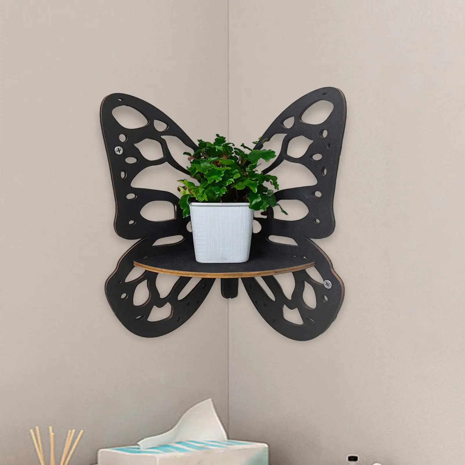 Butterfly Corner Shelf Wooden Floating Shelves for Bedroom Office Bathroom