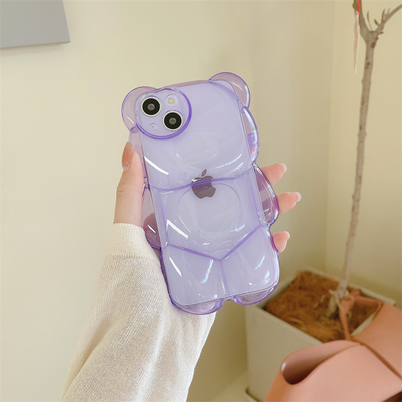 cheap iphone xr cases Super Cute Cartoon 3D Transparent Bear Soft Phone Case For IPhone 12 11 13 Pro Max XR X XS Max Girl Animal Shockproof Soft Cover xr phone case