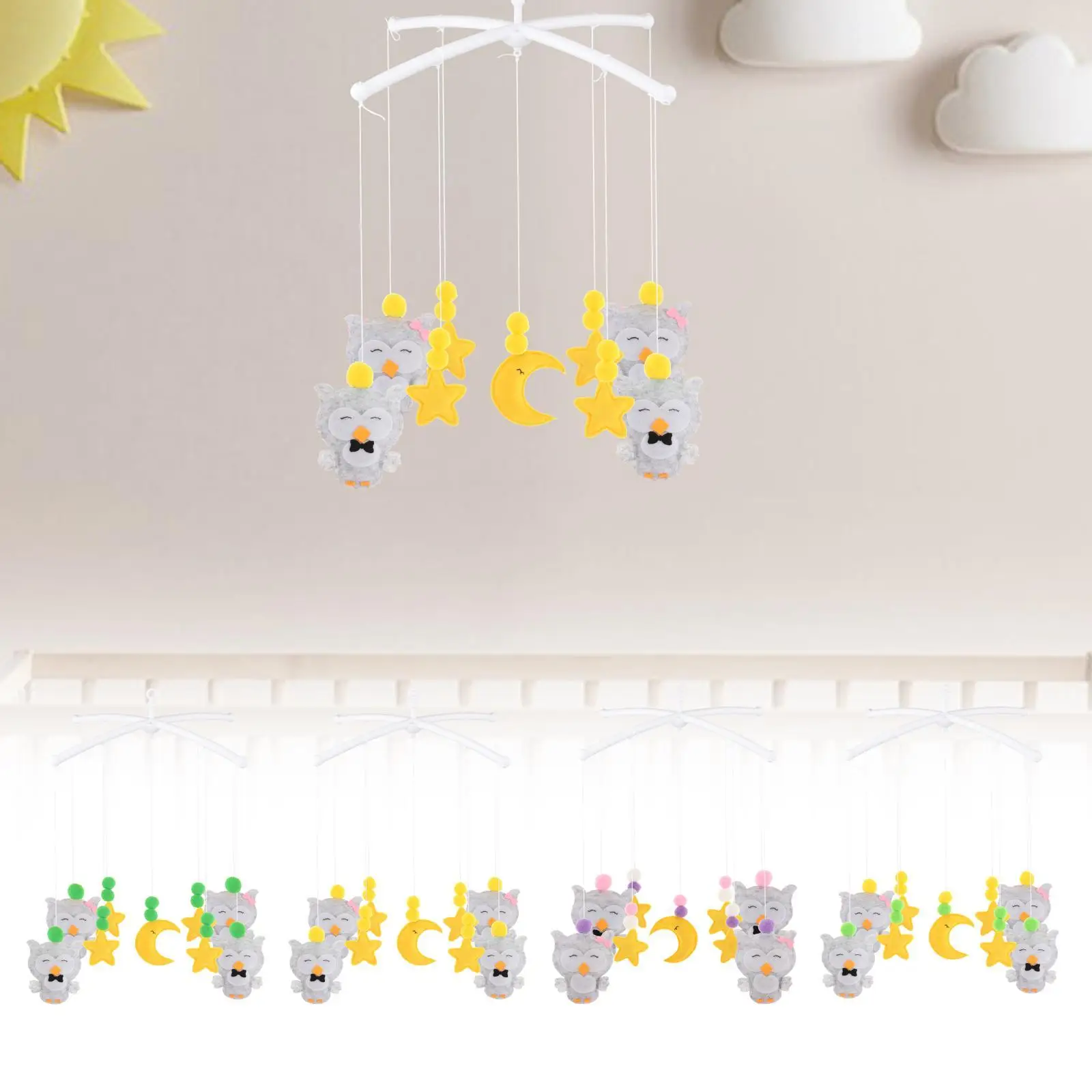 Crib Hanging Toys Felt Crib Mobile Hanging Interactive Unisex Cute Baby Rattle Toy Bed for Nursery Pushchair Pram Decoration