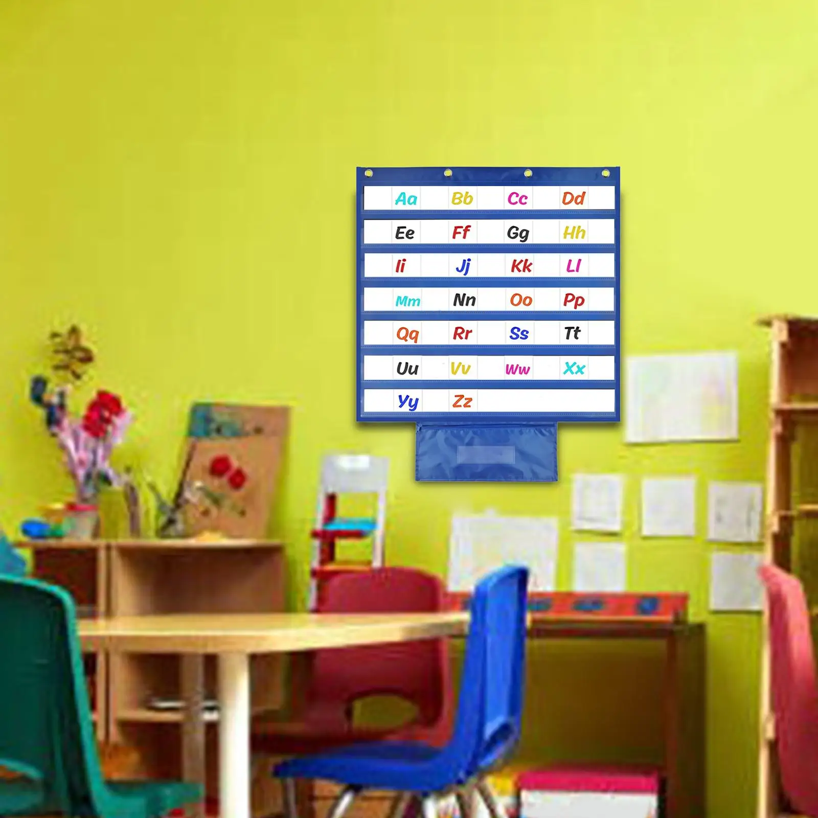 Chart Pocket Classroom School Teaching Aid Holder Teacher Organizer Home for Grammar Cards Sentence Strips Kids Student Children