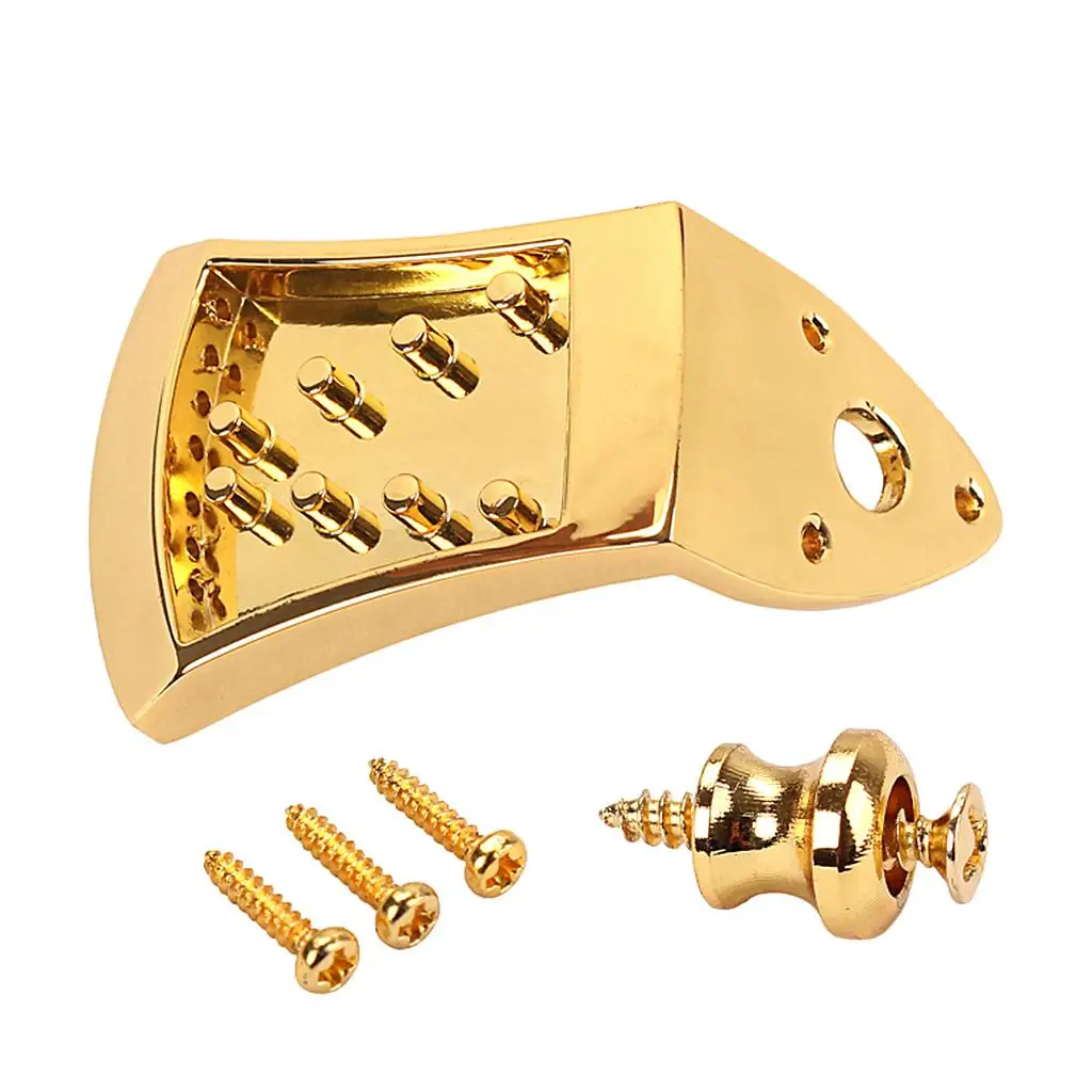 Tooyful Zinc Alloy Triangle 8 Strings Guitar Mandolin Tailpiece w/Screws Strap Buttons Parts