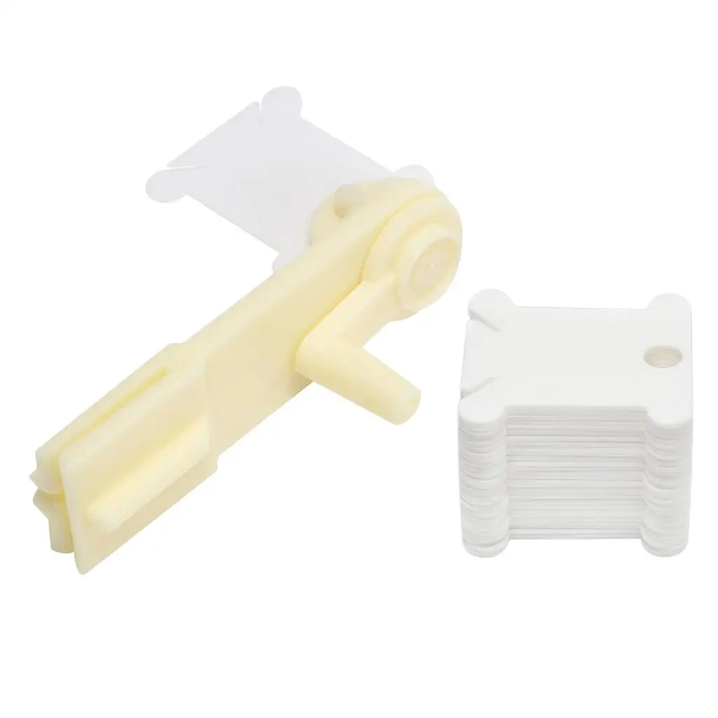 120 White Plastic Floss Bobbins with Floss  Bobbins Card