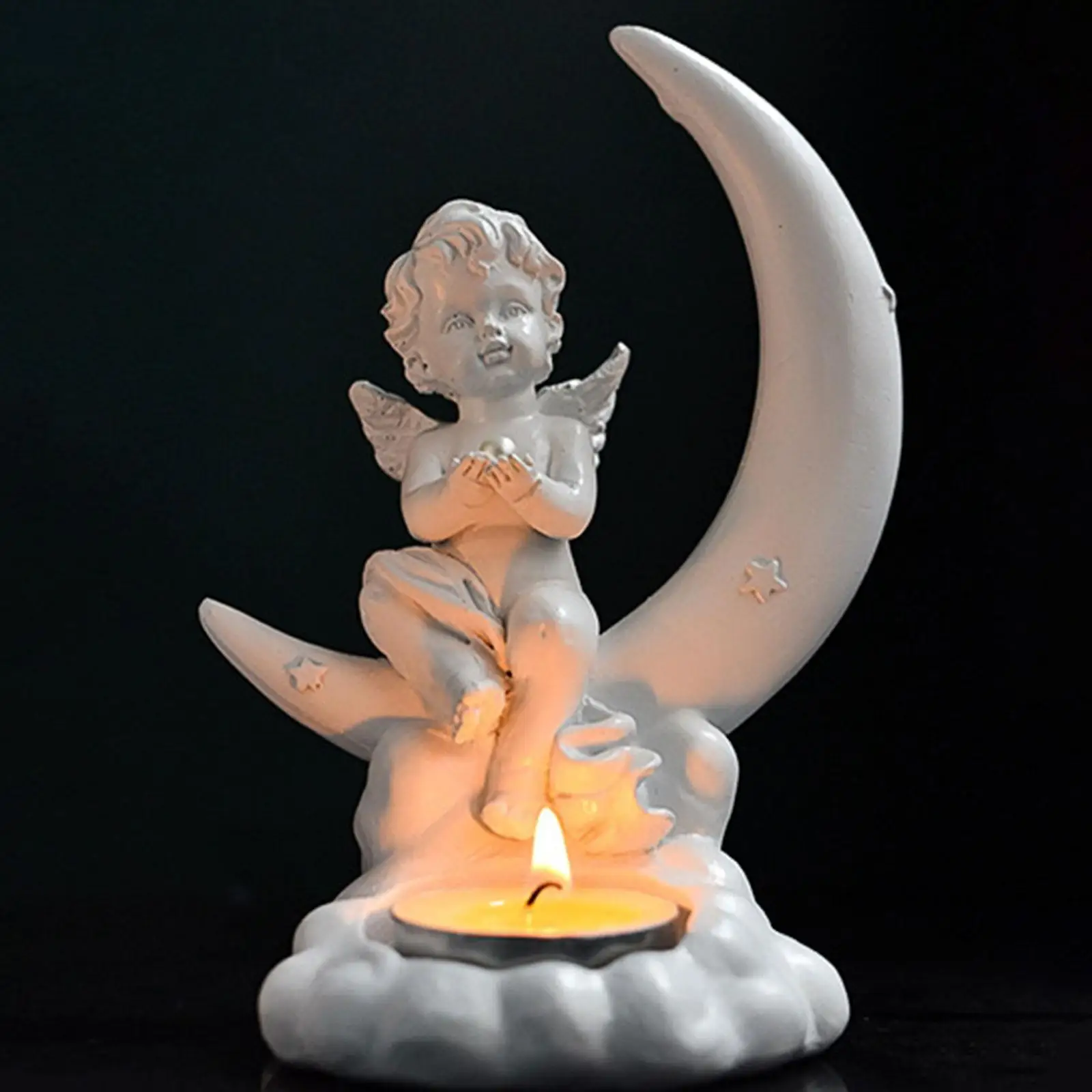 Resin Angel Candle Holder Tea Light Candle Holder Statue Angels Figurines Sculpture for Memorial Remembrance Love