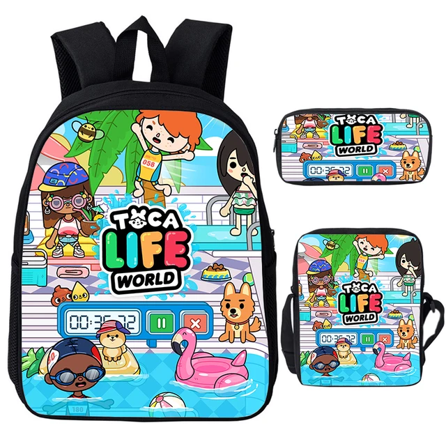 Mochila 3D Cartoon Toca Boca Bag Anime 16 Inch Toca Life World Game  Backpacks School Bags