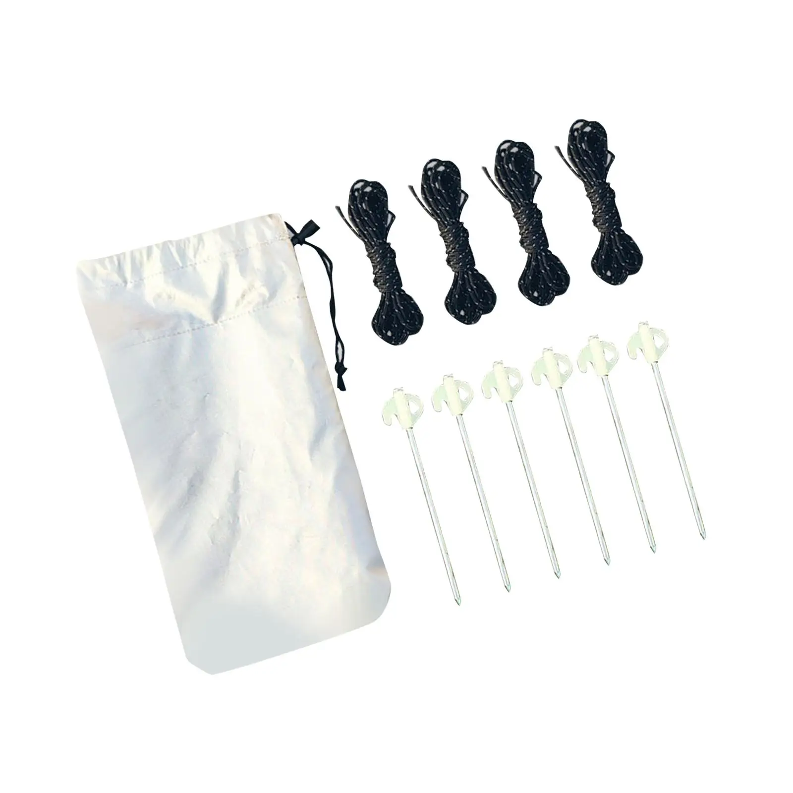 Camping Tent Stakes Set with Oxford Cloth Bag with Ropes Portable Tent Pegs