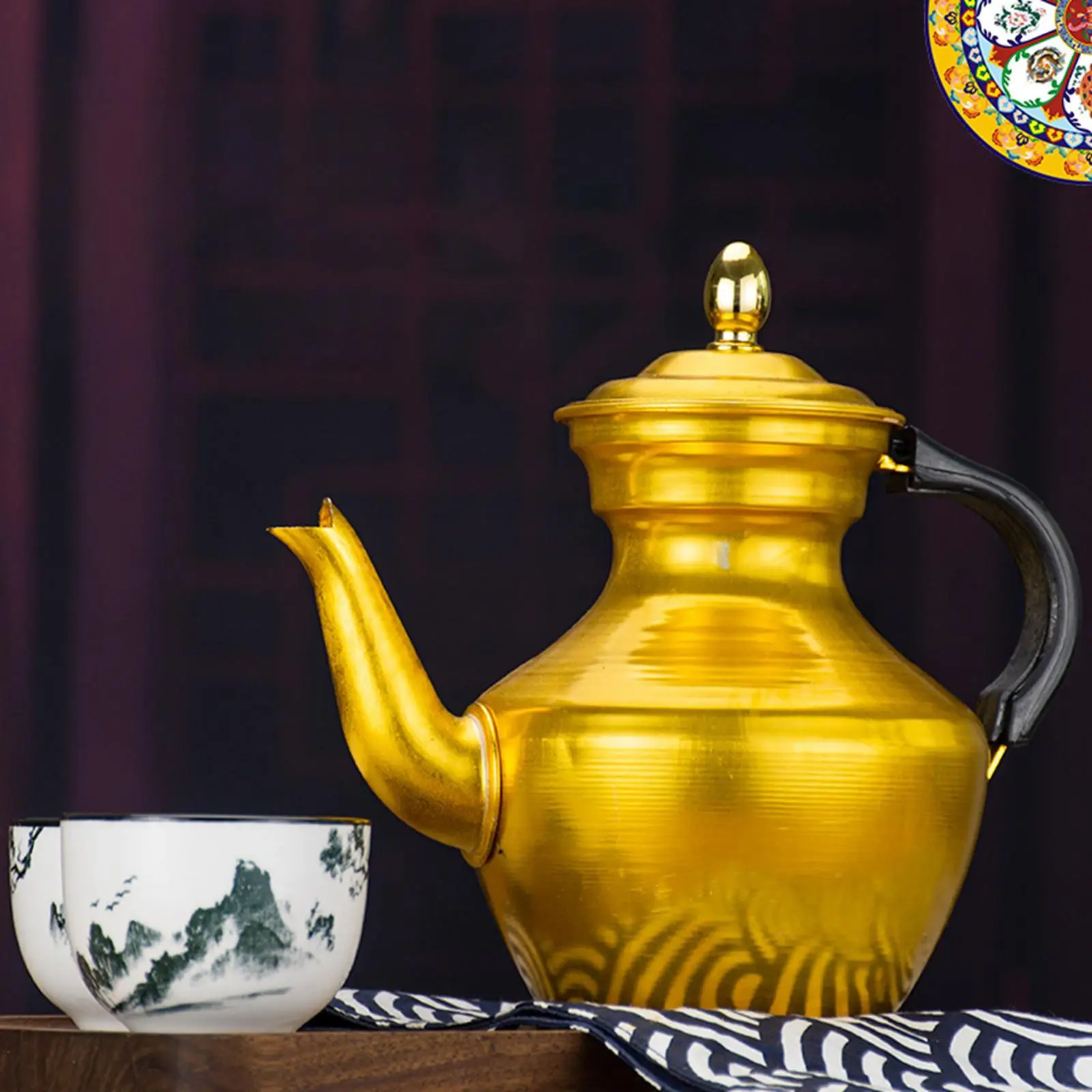 Multifunction Gooseneck Teapot Tibetan Style Aluminum Tea Kettle Milk Tea Pot Water Kettle for Restaurant Home Kitchen