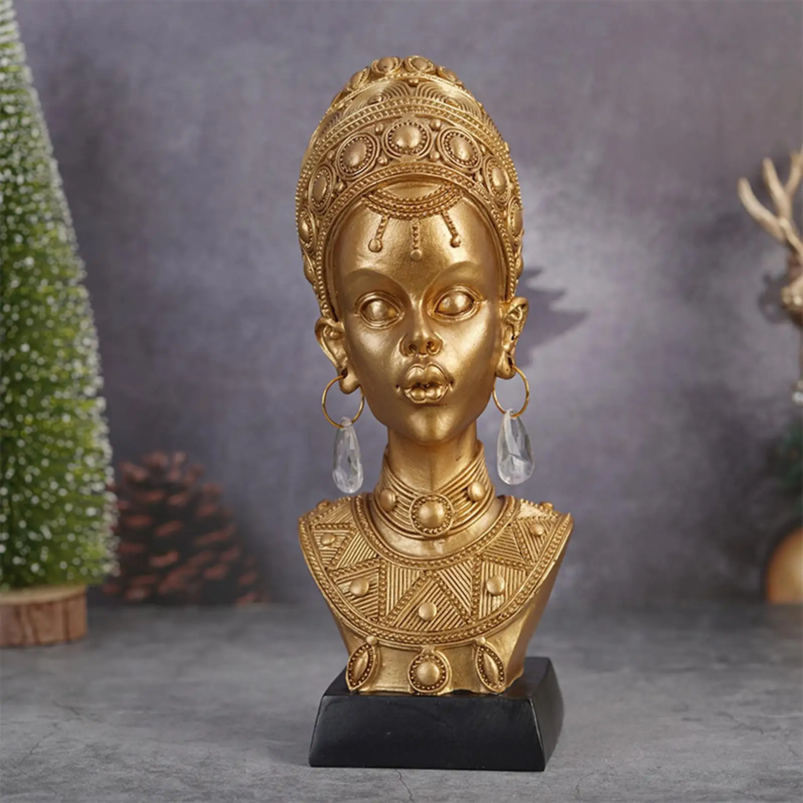 African Woman Statue Art Sculpture Women Figurine Table Centerpieces Home Decor Collectible Figure for Office Desktop Decor Gift