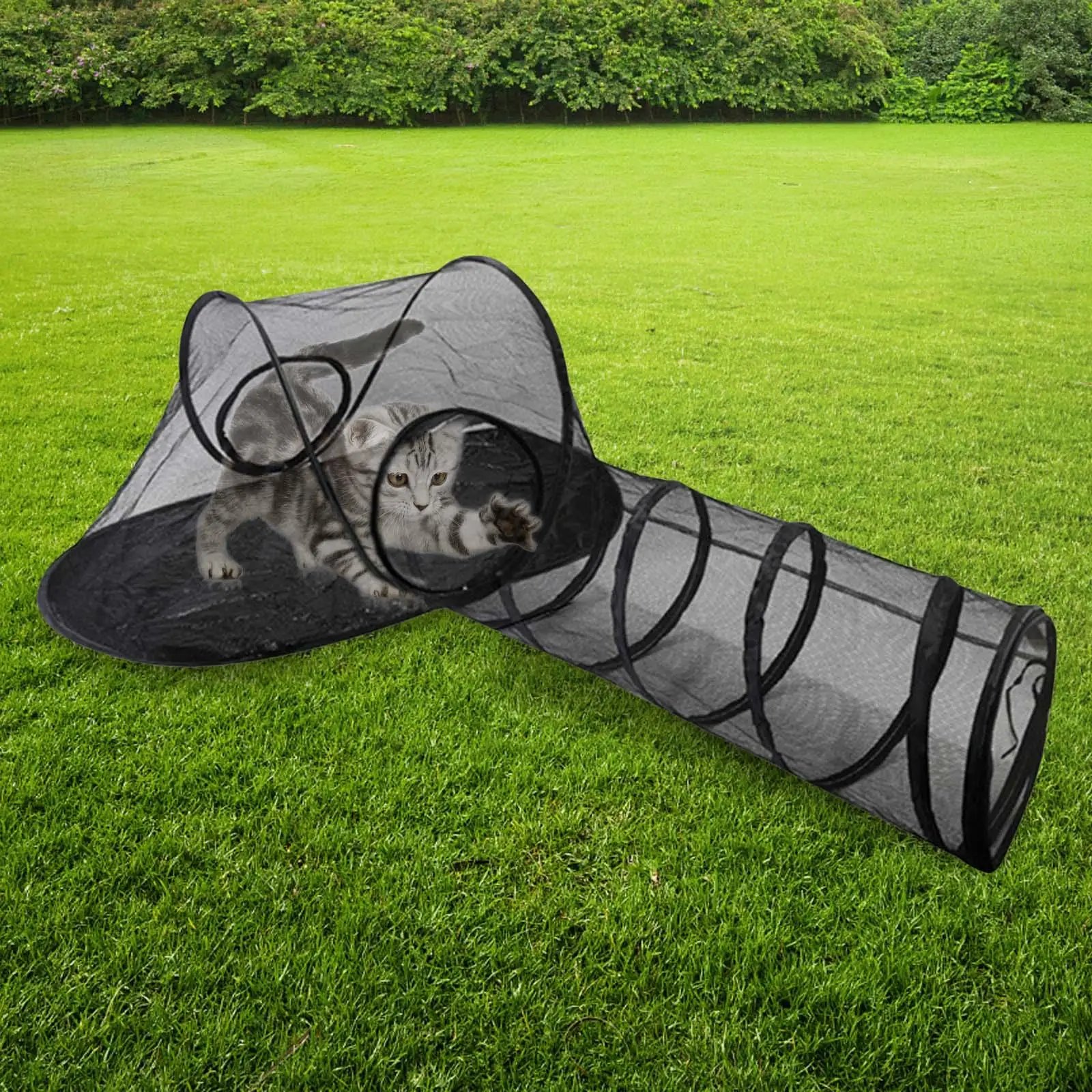 Cat Tent and Tunnel Outdoor with Carry Bag Breathable Mesh Puppy Playhouse for