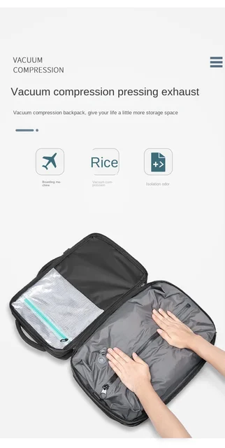 Multifunctional Airbag Backpack Men's Large Capacity Vacuum Storage  Business Travel Bag Oxford Cloth Waterproof Rucksack