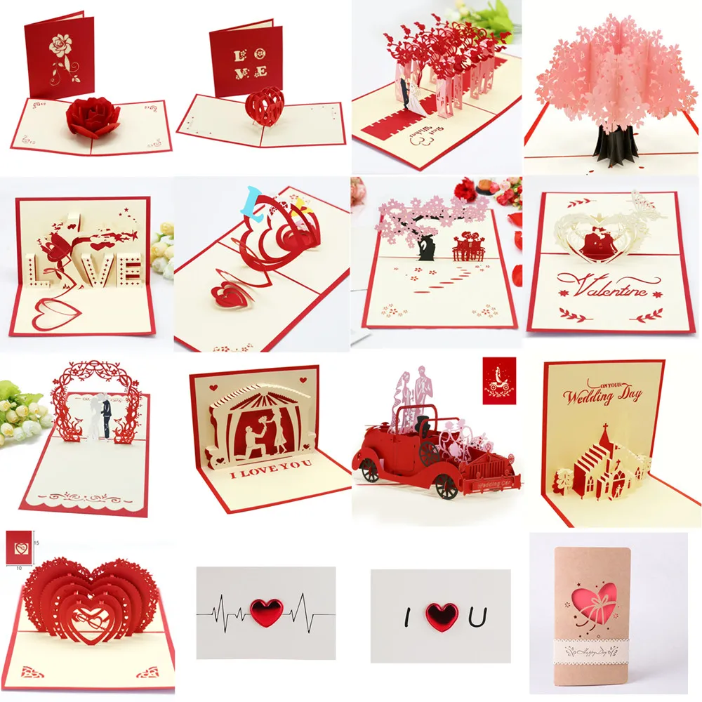 Petit Ami pour Les Fournitures de voeux de la Saint-Valentin Lui Mari Petite Amie,Cartes Amour Romantique pour Mariage DPKOW 3D Pop-up Voeux Carte avec Enveloppe pour Femme 