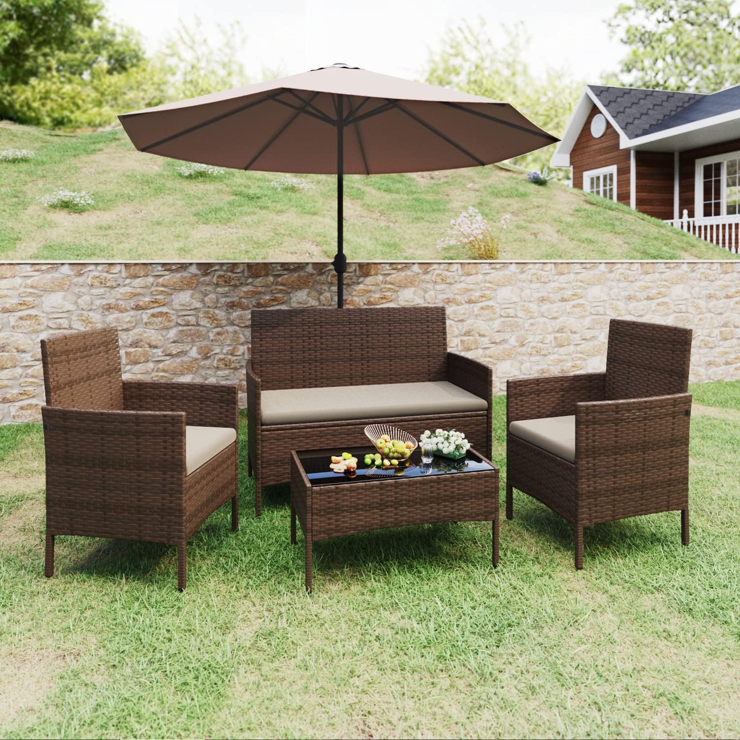 Title 1, Patio Furniture 4 Pieces Conversation Sets Outd...