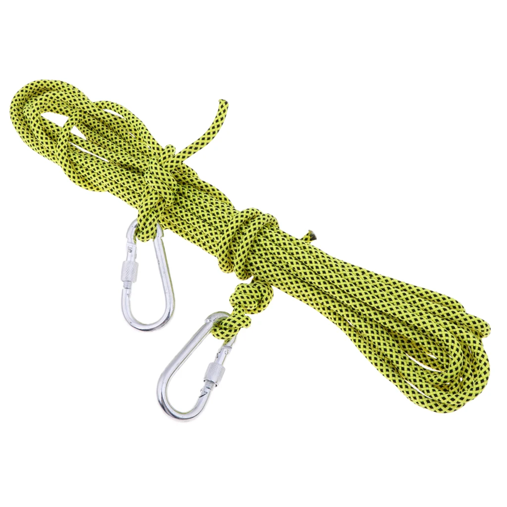 Rock Climbing Rope & Carabiner,6mmx10m High Strength Cord Safety Rope Braided Rope for Mountaineering, Roofing, Tree Arborist