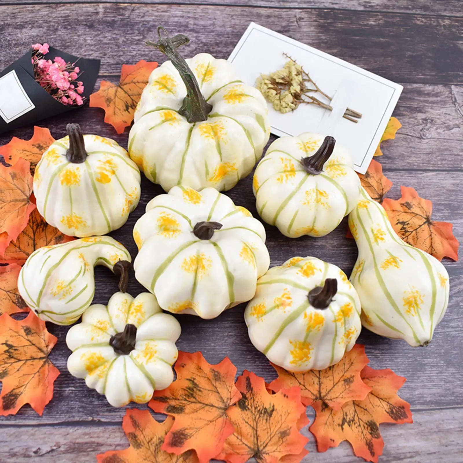 8x Artificial Pumpkin Decoration Photos Prop for Thanksgiving Decor Ornament