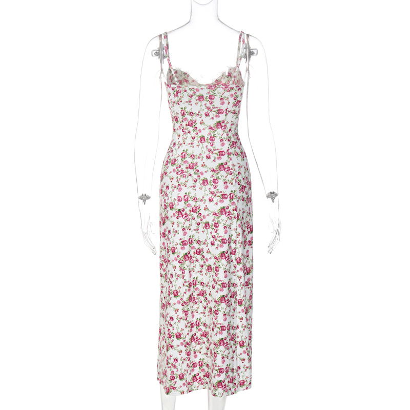 Vestido bodycon estampado floral feminino, sem mangas,