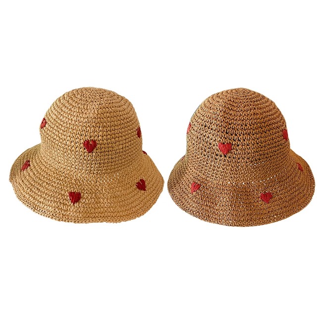 Heart Print Large Brim Bucket Hat