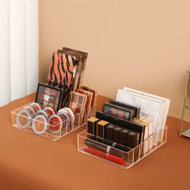 Organisateur Palette Maquillage Acrylique - 2 Pièces Avec 7 Compartiments Transparents Pour Fards & Poudres