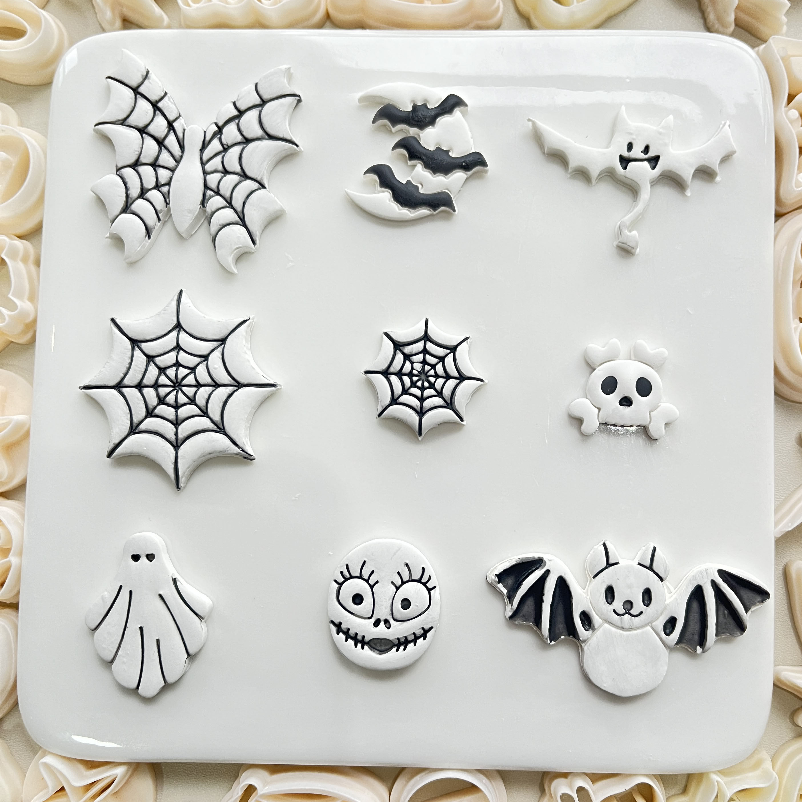 Halloween-Serie Fledermaus/Monster/Spinne/Grimasse beängstigend Vibe Ton Schneid formen Polymer Clay Formen für DIY Ohrringe Schmuck Dekoration – Detail 1