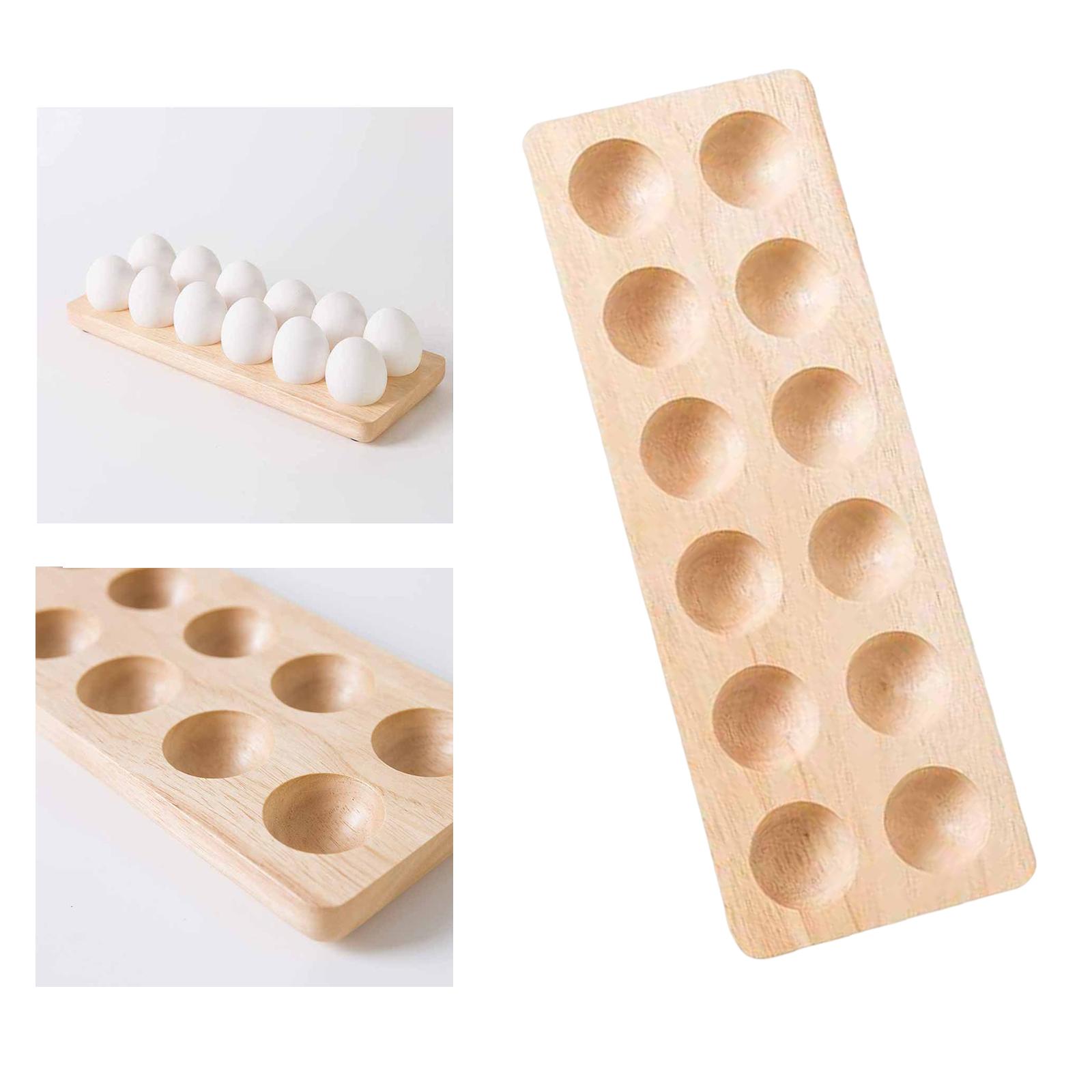 Wooden Egg Holder Sturdy Durable Portable Organizer Rack Storage Tray Container for Household Restaurant Countertop Pantry