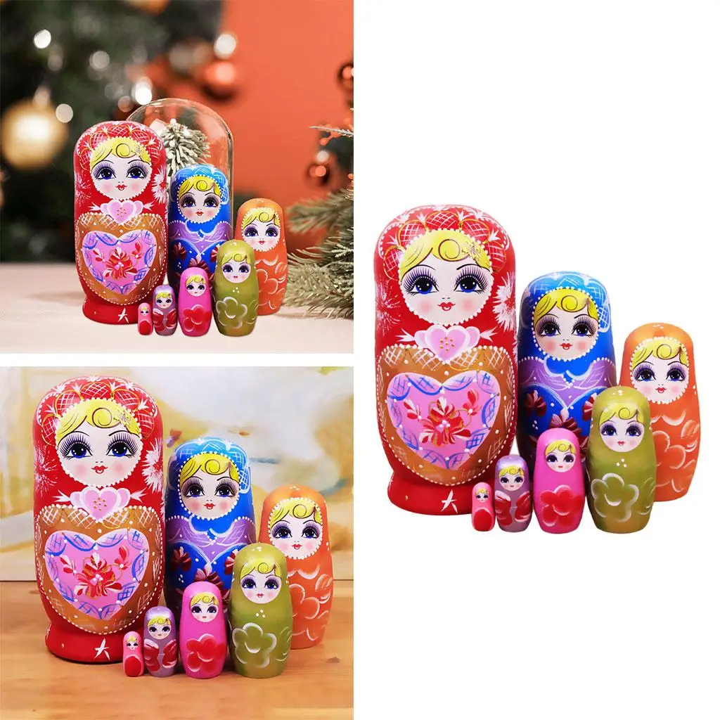 7pcs  en Russian Nesting Dolls Stacking Kit Mryoshka Toy, No Paint Smell,  Wishing Gift