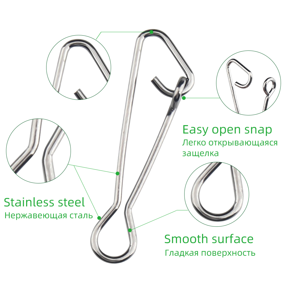 Dndyuju 50 stücke Angels chnapp verschluss Fast Lock Angel verbinder Köder Sicherheits nadel Fisch werkzeug Edelstahl Snap Swivel Fisch gerät – Detail 8