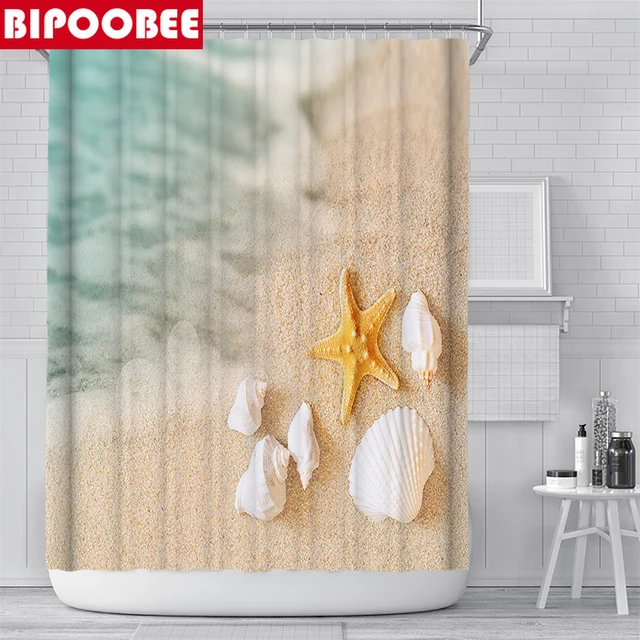 Cortina de ducha de estrella de mar, cortina de partición de baño Simple,  impermeable, antimoho, gran oferta - AliExpress