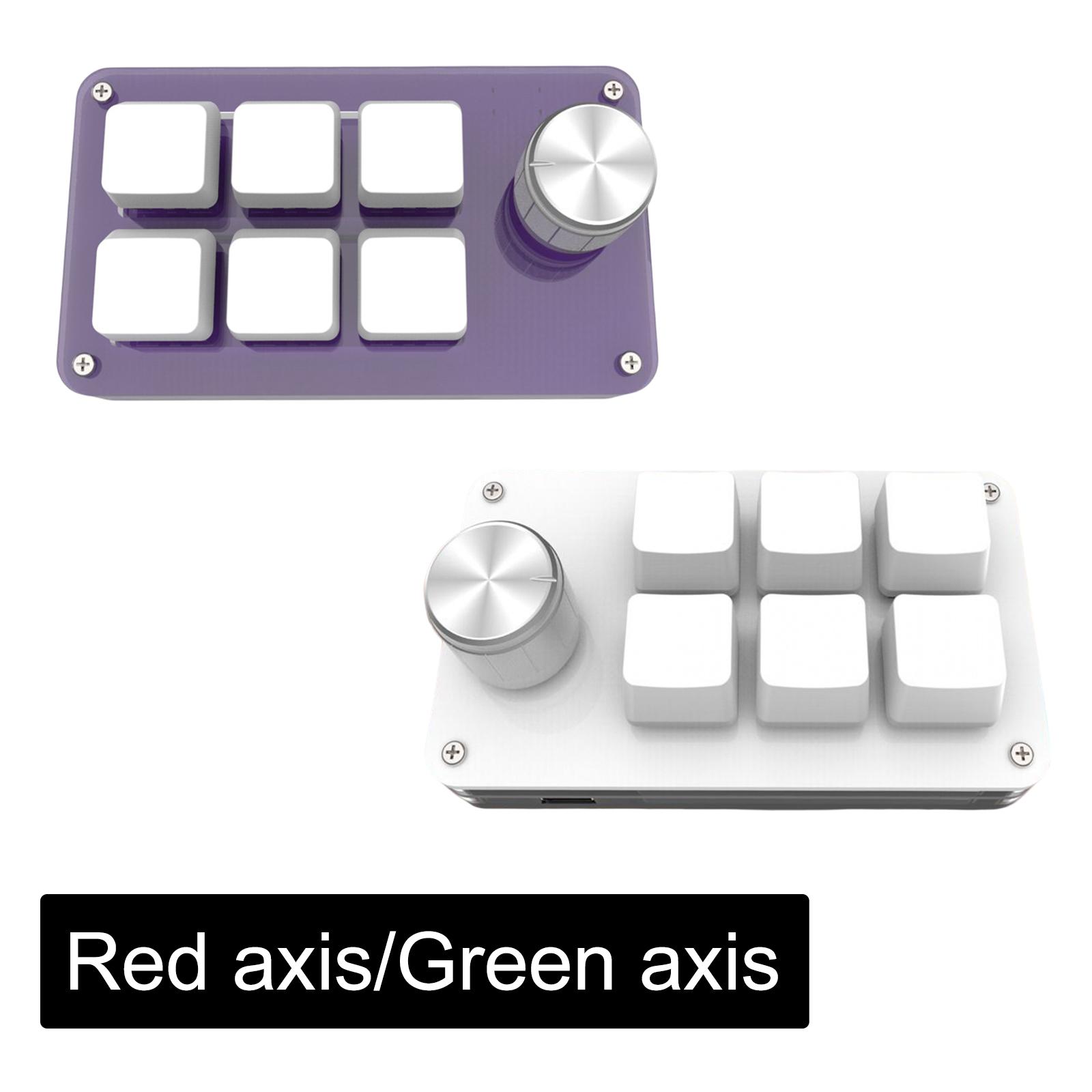 Hot Swap Mini Keyboard 6 Keys Durable Six Key Compact DIY Shortcut Key with Knob USB Type C Keypad Keyboard for Computer Laptops