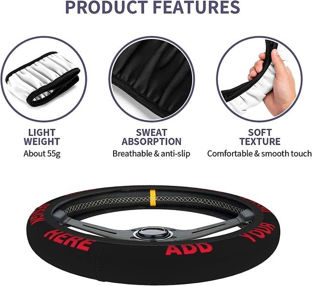 Custom Steering Wheel Cover – Personalized With Your Image Or Text, Anti-Slip Rubber Cover (Style 2)