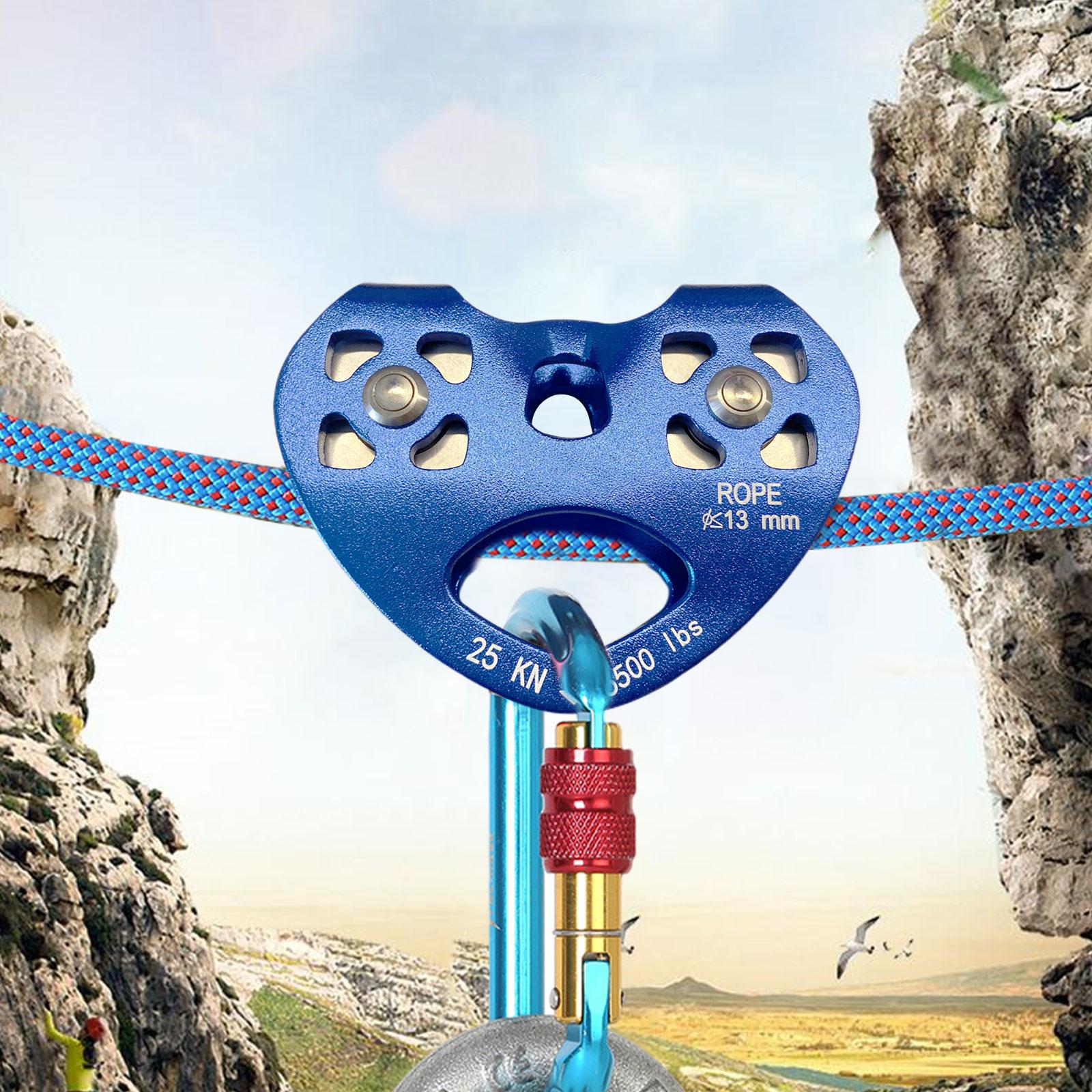Double Pulley with Ball Bearing 25KN Trolley Pulley for Outdoor Sports Arborist Rock Climbing Caving Work Accessories