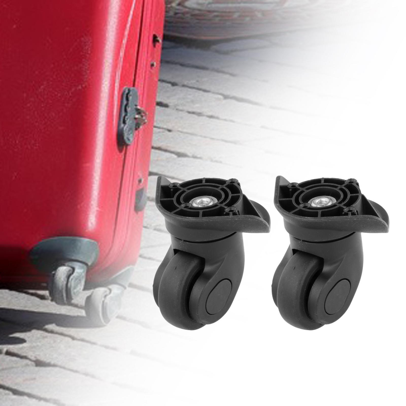2Pcs Universal Luggage Wheel Suitcase Repair for A19 Replacement Wheel Pulley Repair Parts 360 Swivel Plug in Black Travel Quiet