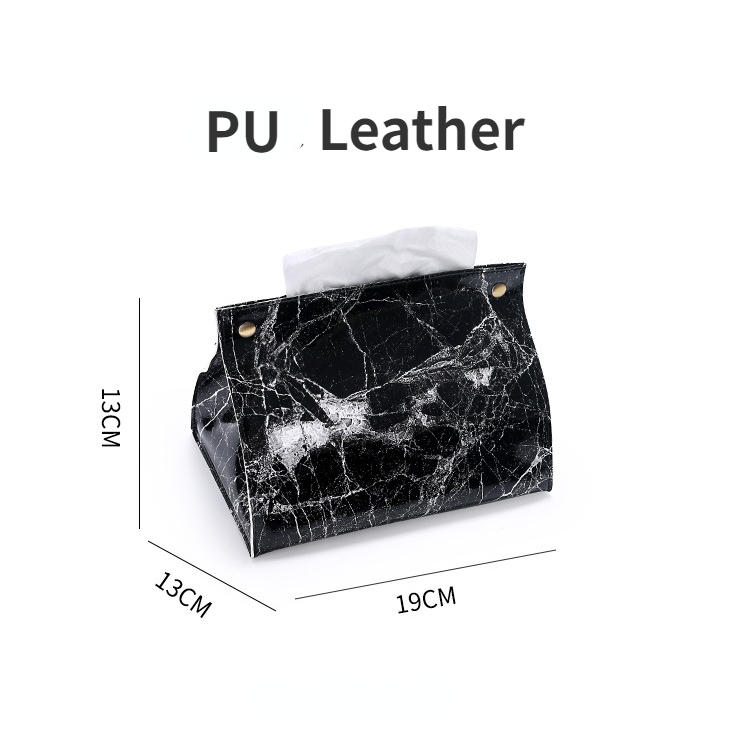 Description Picture 2 of itemTissue Case Box Container PU Leather Marble Pattern Napkin Holder Tissue Box Papers Bag Cosmetic Box Case Pouch Organizer