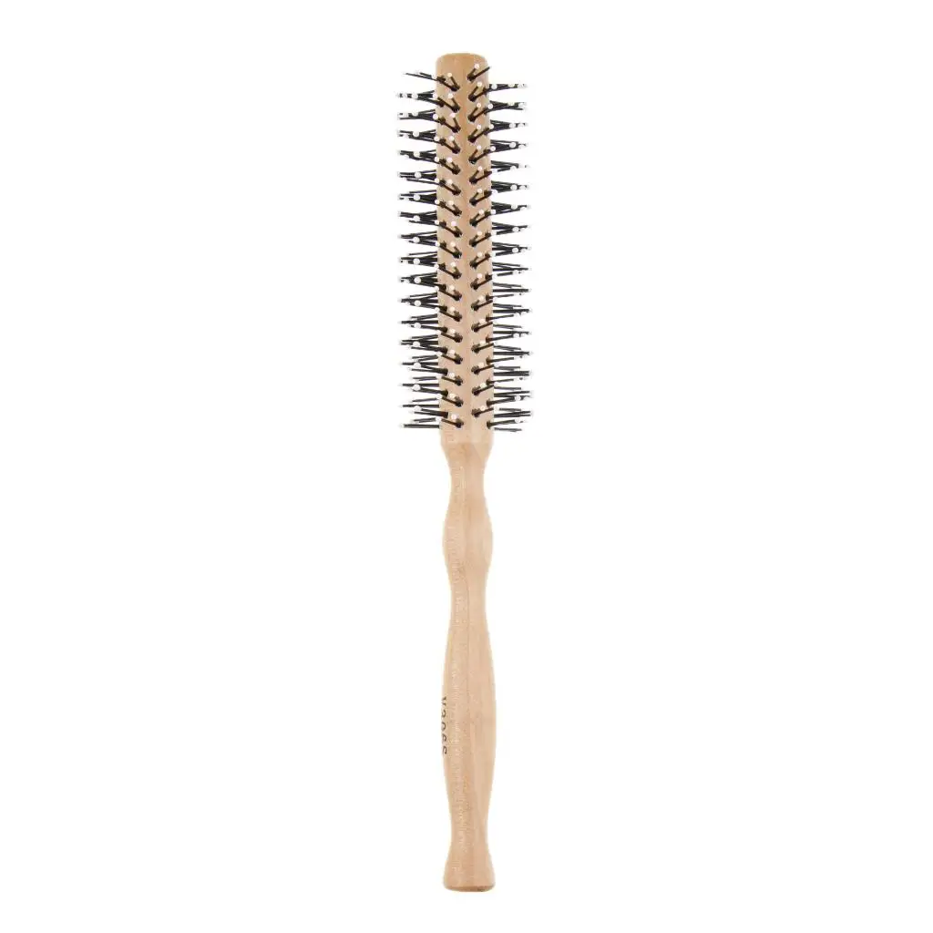 Hairdressing Antistatic HairComb Wood Handle  Round Brush