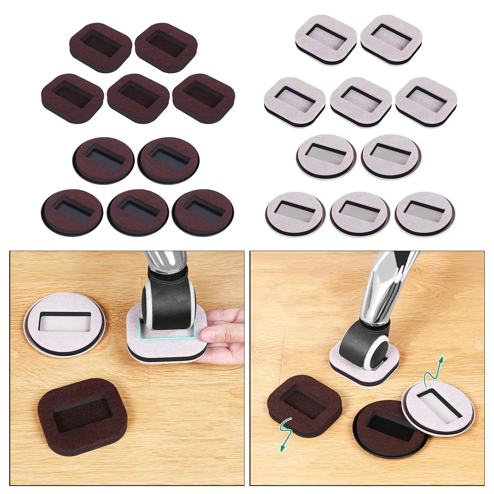 5x Furniture Cups Protect Any Flooring Wheel Fixing Pad Non-skid