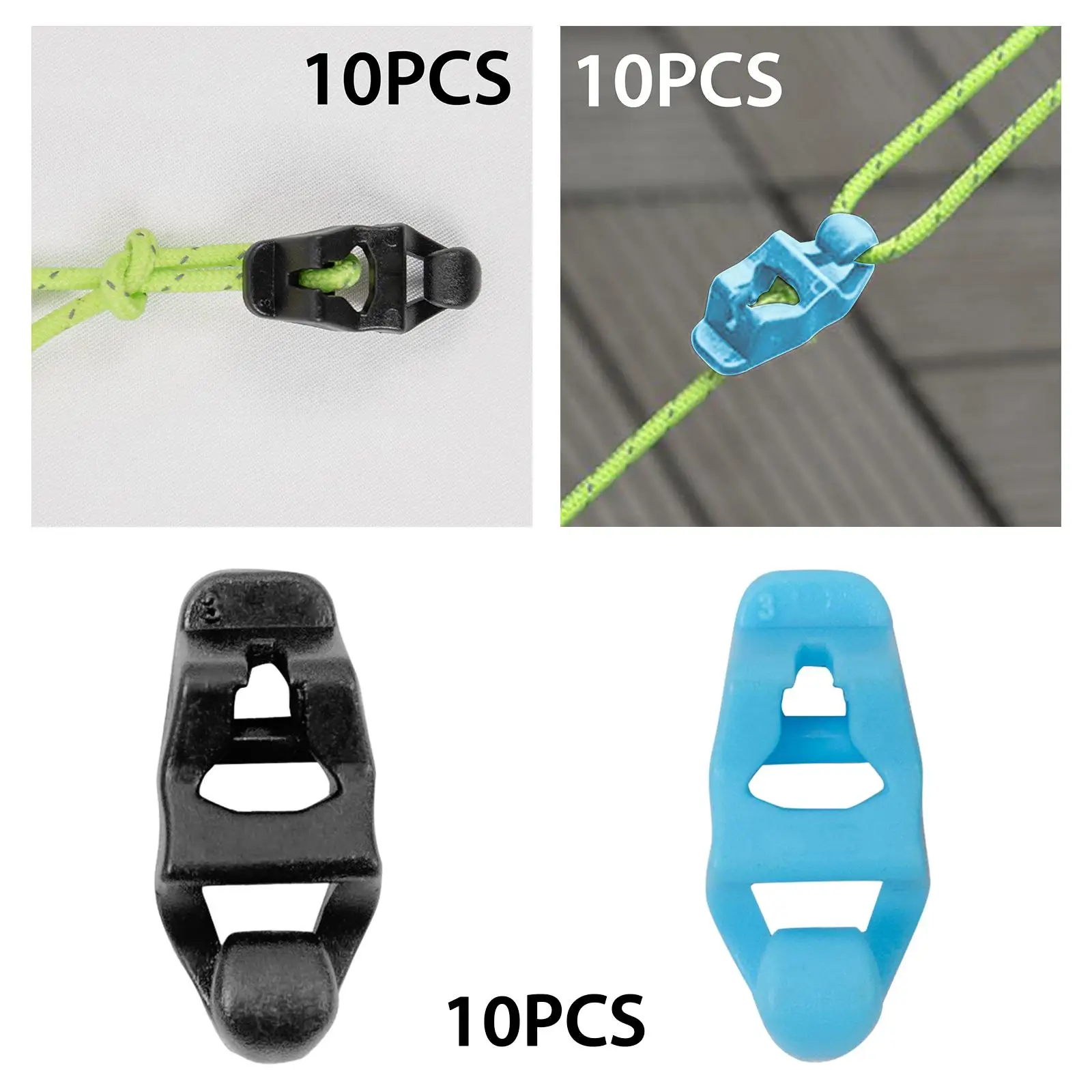 10Pcs Tent Rope Buckles Accessories Rope Adjuster Buckle Tent Rope Tensioners for Outdoor Camping Climbing Backpacking Tent