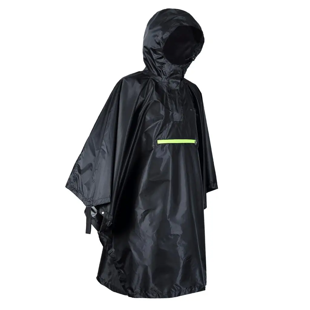 Waterproof Poncho Bike Cycling Bicycle Reflective Strip Hooded Raincoat