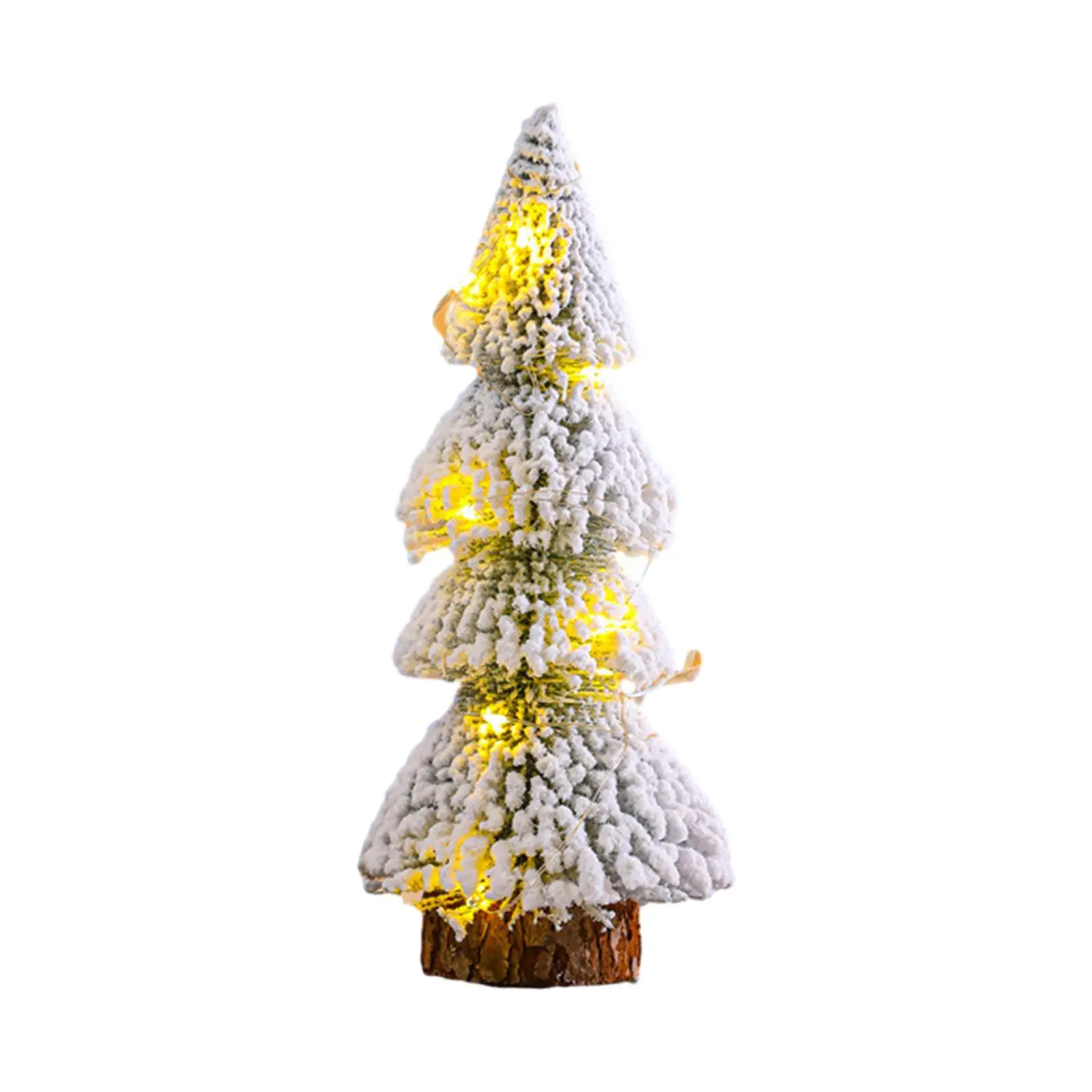 Snow Flocked Christmas Tree with LED Lights Vintage Artificial Mini Snowy Tree for Christmas Holiday Table Home Indoor