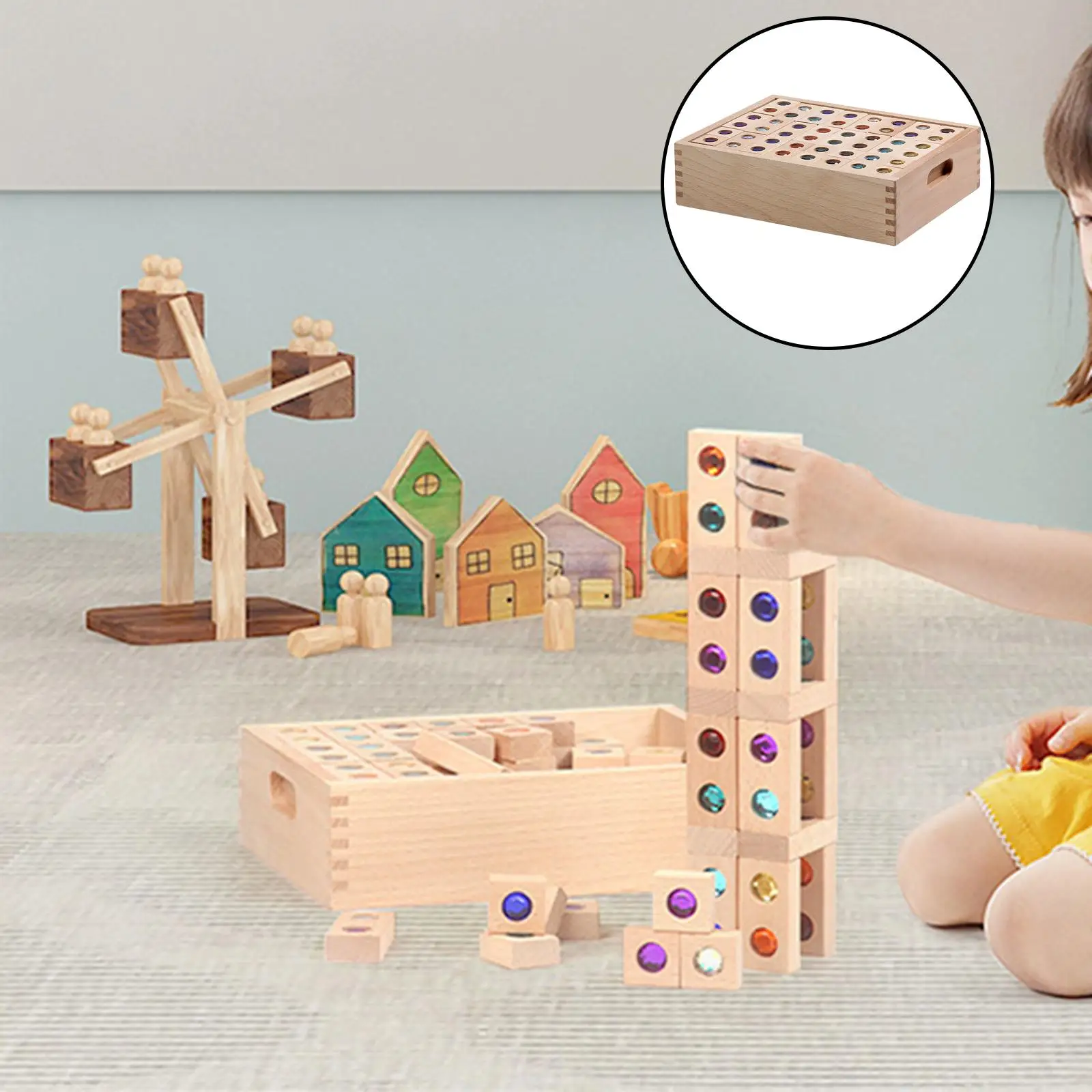 128pcs Toddlers Stacking Blocks Balancing Gems Blocks Preschool Toy Gifts