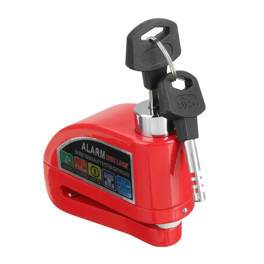 Alarm Disc Brake Lock, Portable Anti Mini  Motorcycle Motorbike Alarm , 110dB Alarm Sound with two keys