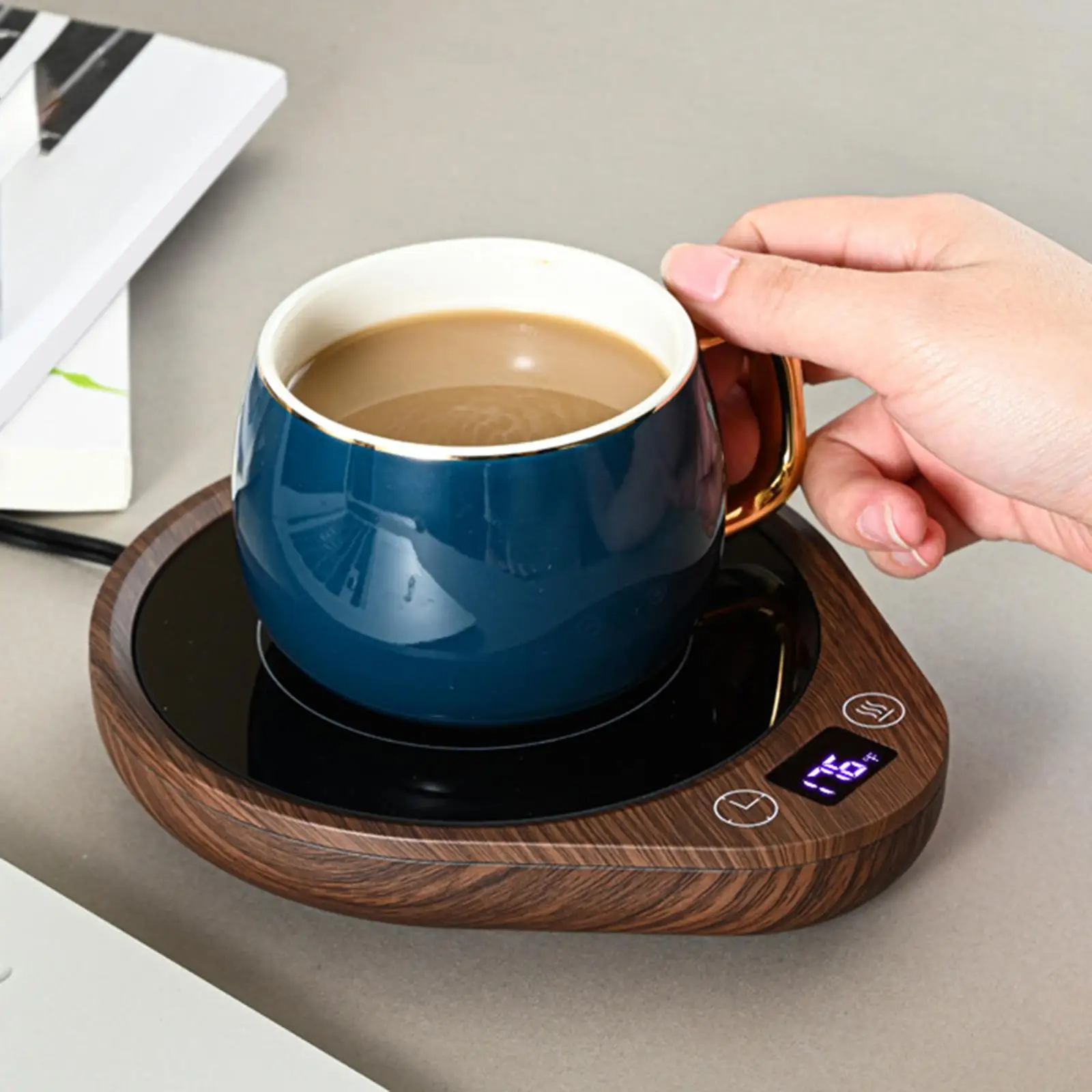 Electric Cup Warmer Coaster with EU Plug Gift Thermal Coaster heating Smart Control Coffee Warmers for Office