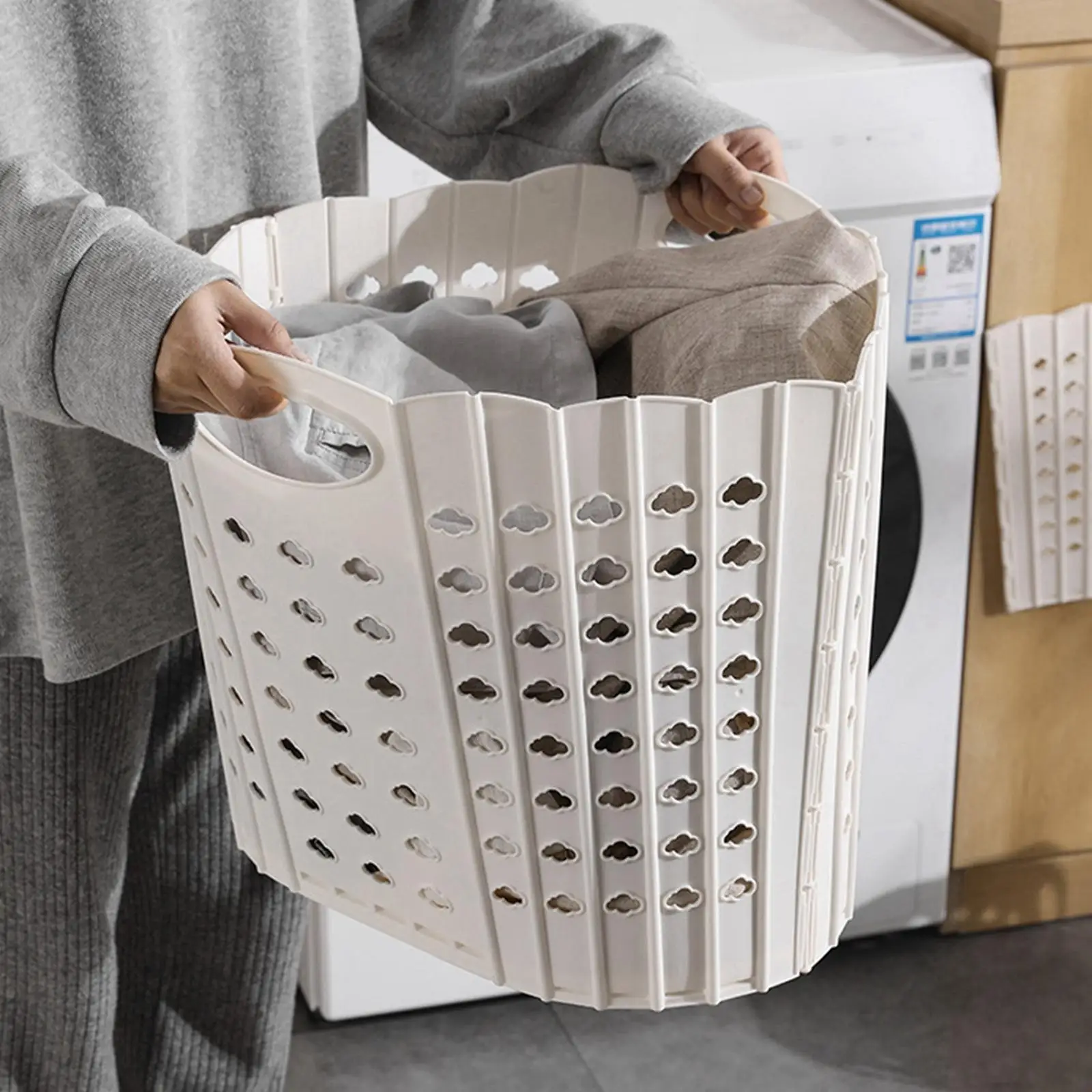 Collapsible Laundry Hamper, Fully Ventilated Flexible Dirty Clothes Bag for Dorm