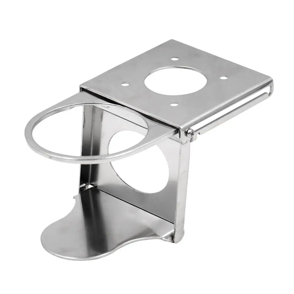 Stainless Steel Adjustable Fold-Up Drink Holder FOR RV Marine Boat, Can Hold