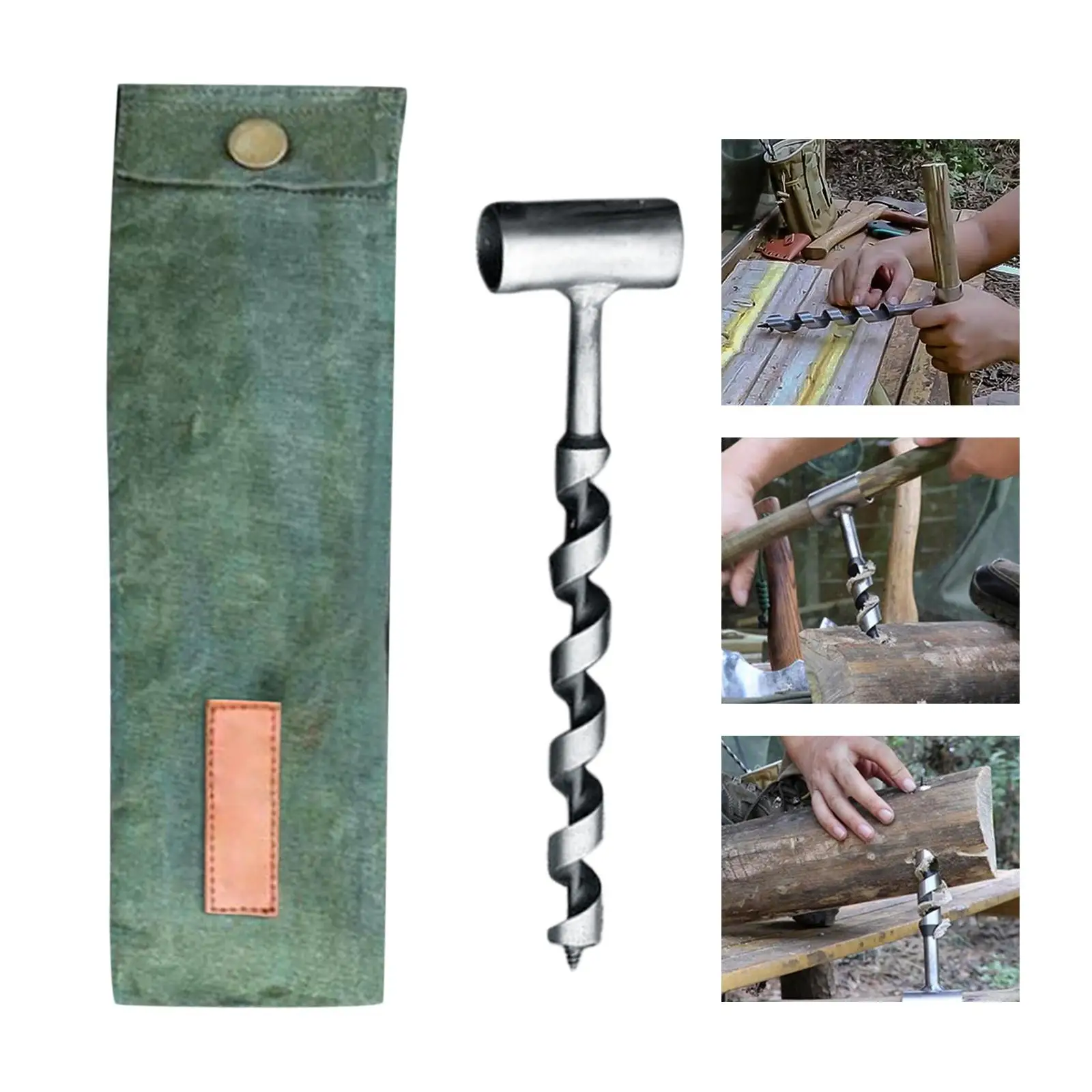 Hand Auger Wrench Survival Puncher Multitool Outdoor Wood Auger Bushcraft