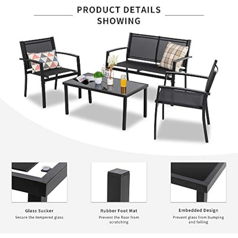 Title 4, Shintenchi 4 Pieces Patio Furniture Set All Wea...