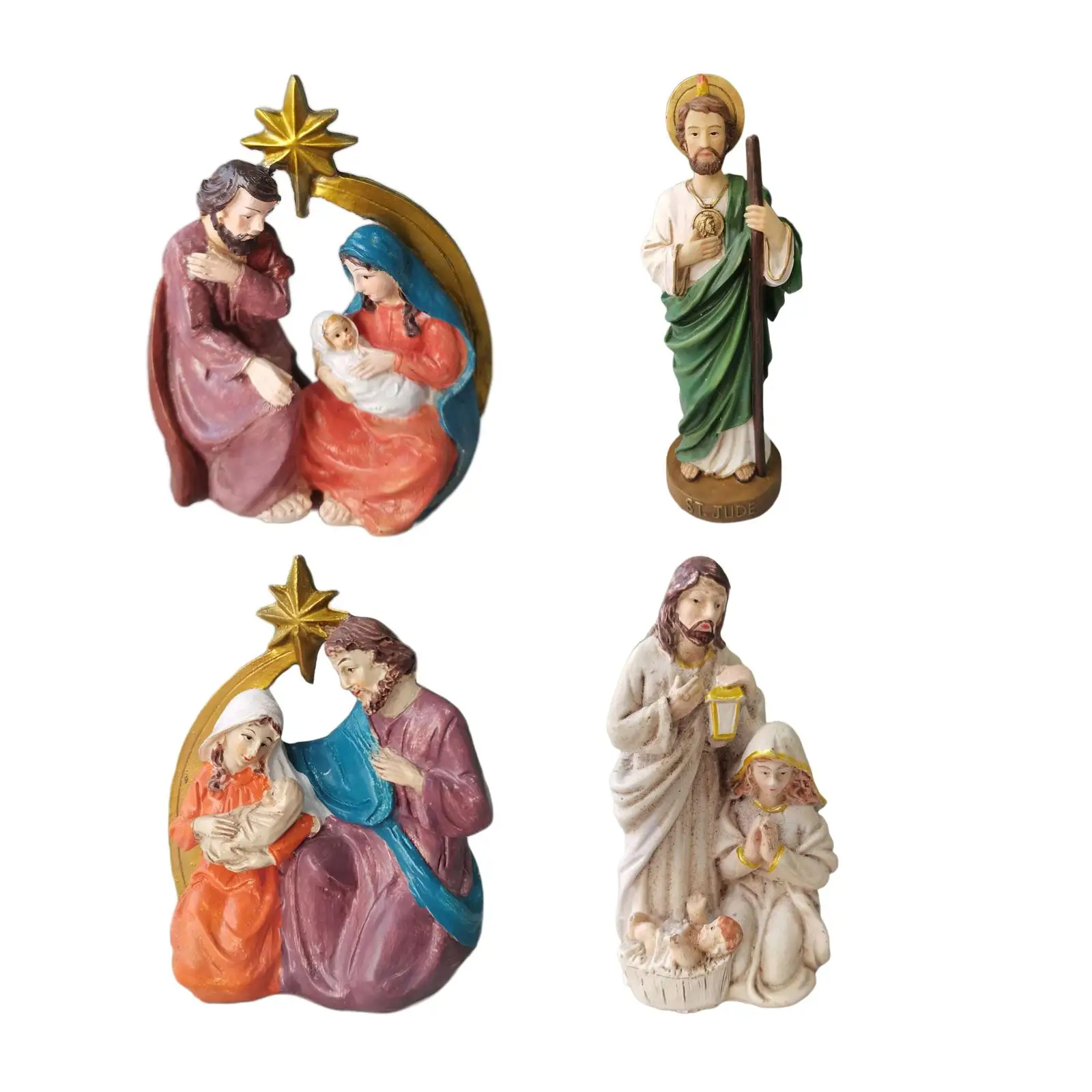 Holy Family Nativity Statues Baby Jesus Figurine Ornament Sculpture Religious Figure for Christmas Church Decor Collectibles