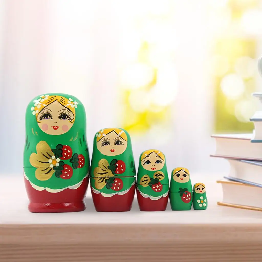 Pack of 5 Russian Nesting Dolls Matryoshka Wood Nested Toy Gift Halloween