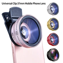 2 IN 1 Lens Universal Clip 37mm Mobile Phone Lens Professional 0.45x 49uv Super Wide-Angle + Macro HD Lens For iPhone Android