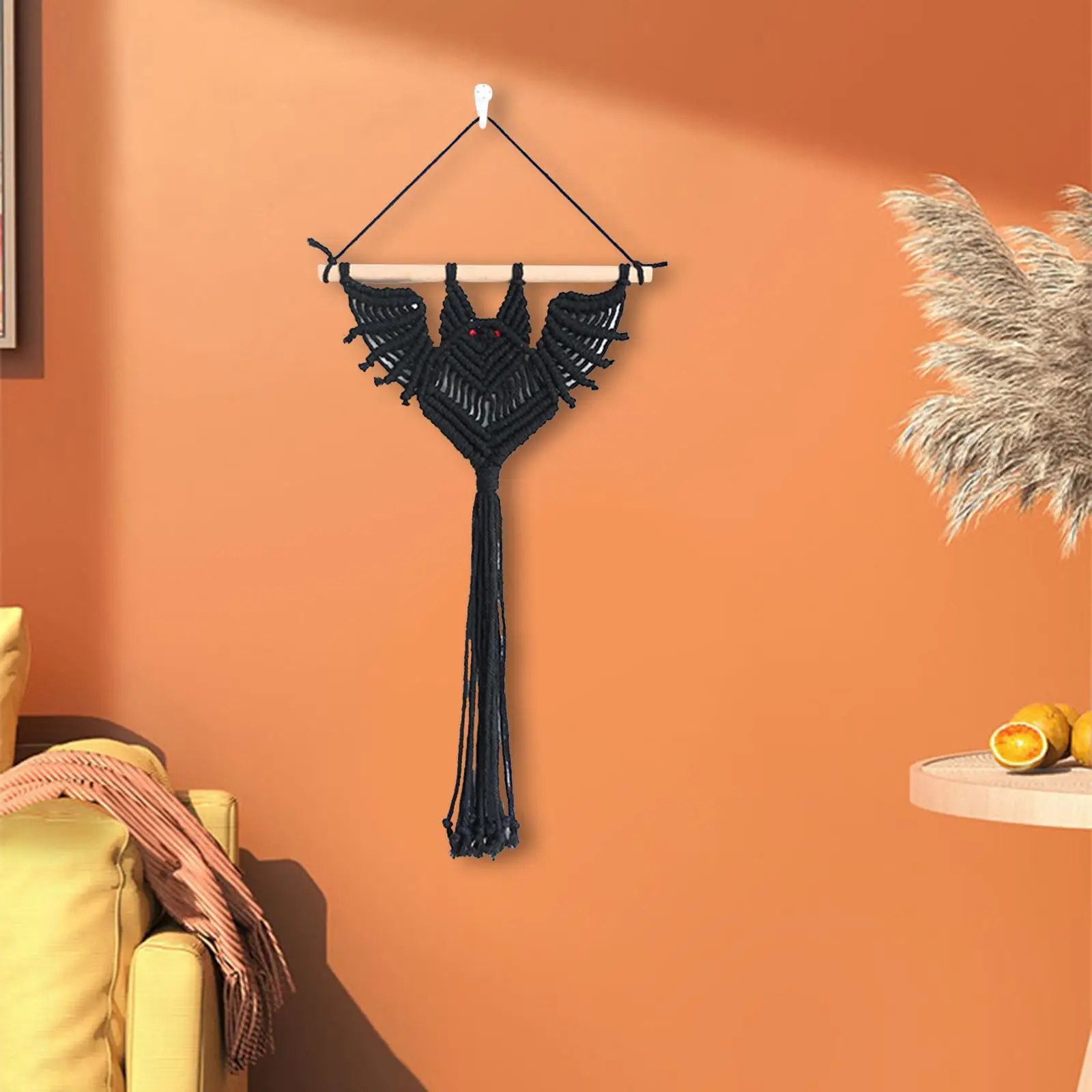 Macrame Wall Hanging Tapestry Bat Shape Housewarming Gift Elegant Modern Halloween Wall Art Decor for House Apartment Dorm