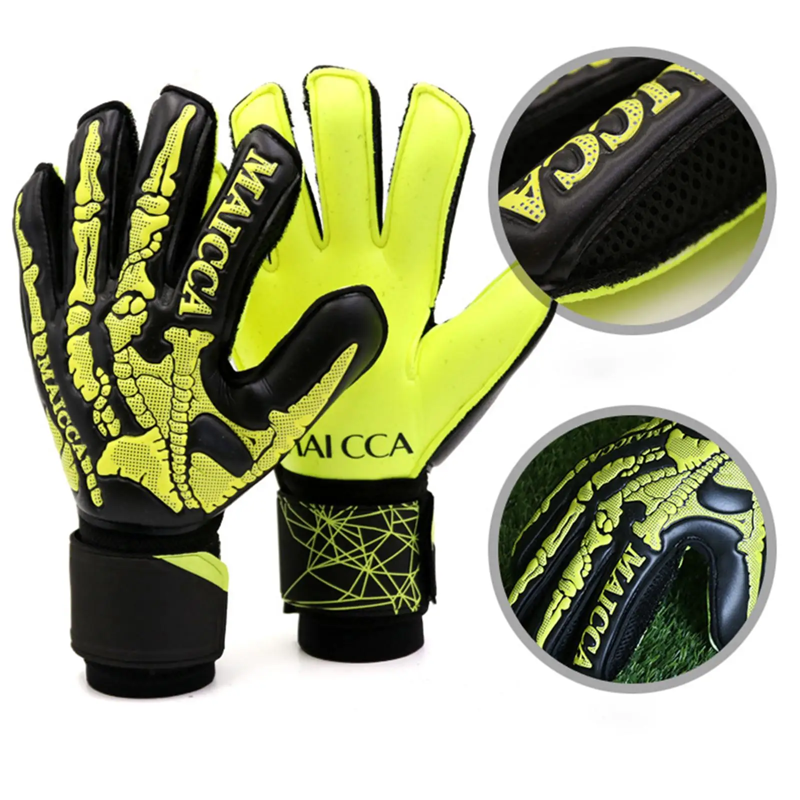 Goalkeeper Gloves Anti Slip Grip Palms Double Wrist Protection PU Gift Football Match for Kids Soccer Junior Age Girls Children