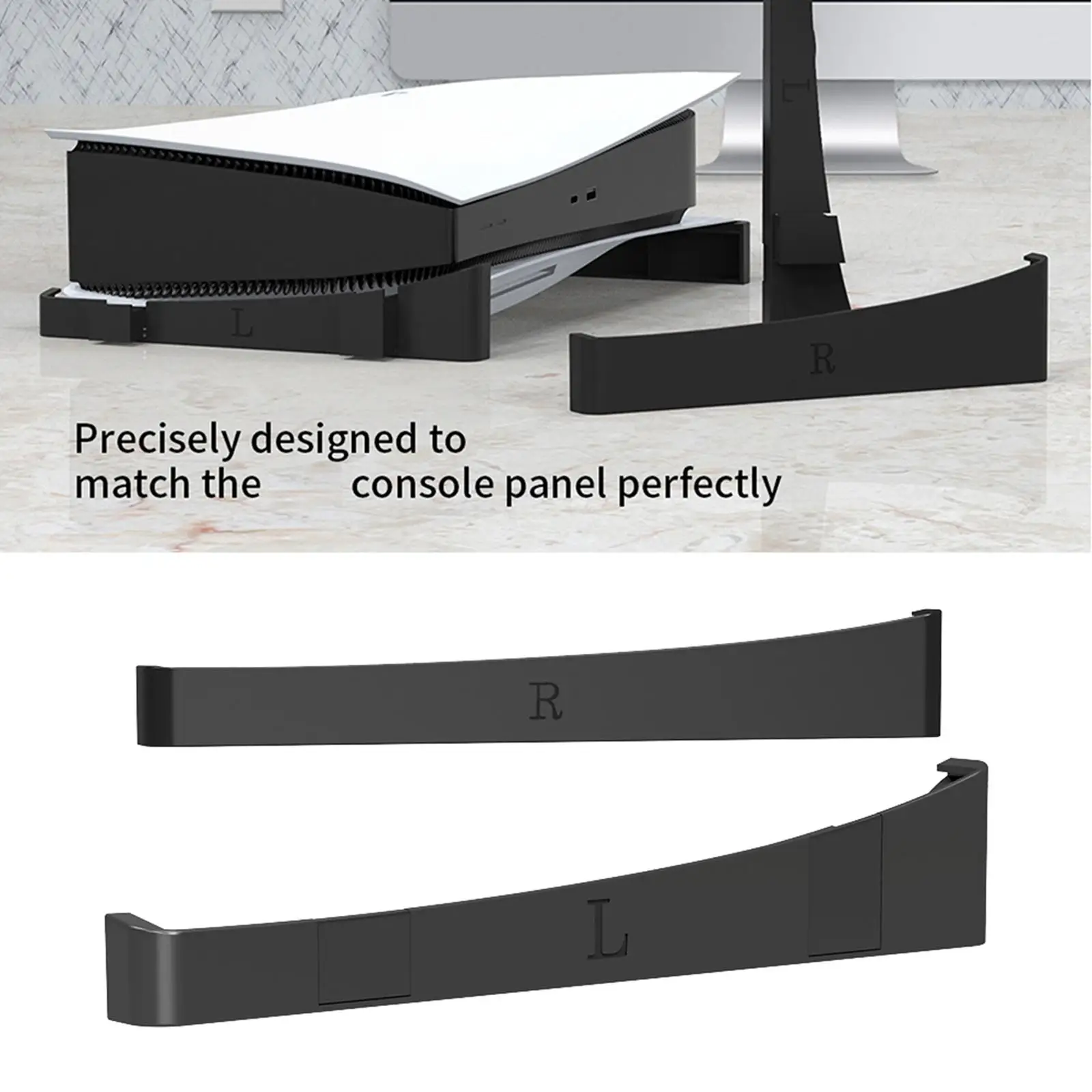 2 Pieces Storage Stand Stable Accs Portable Black Durable Horizontal Display for Game PS5 Base Console Host Optical Edition Desk