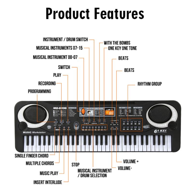 Title 2, 61 Tasten Digitale Musik Elektronische Tastatur...