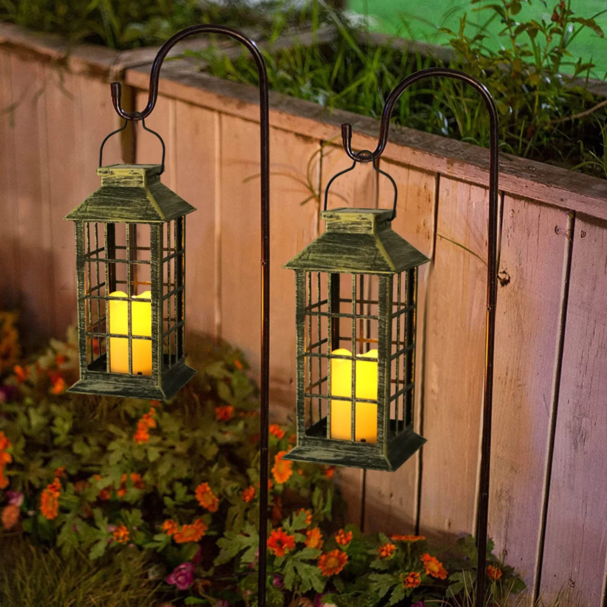 LED Vintage Lantern Flickering Flame, Indoor/Outdoor Hanging Decorations  Lanterns for Patio Waterproof, Remote Control, Timer, Christmas Decorative